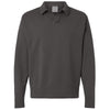 ComfortWash by Hanes Men's New Railroad Grey Garment-Dyed Polo Collar Sweatshirt