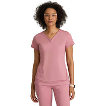 Grey's Anatomy Women's Canyon Pink Two Pocket V-Neck Motivate Top