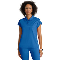 Grey's Anatomy Women's New Royal One Pocket Polo Neck Renew Top