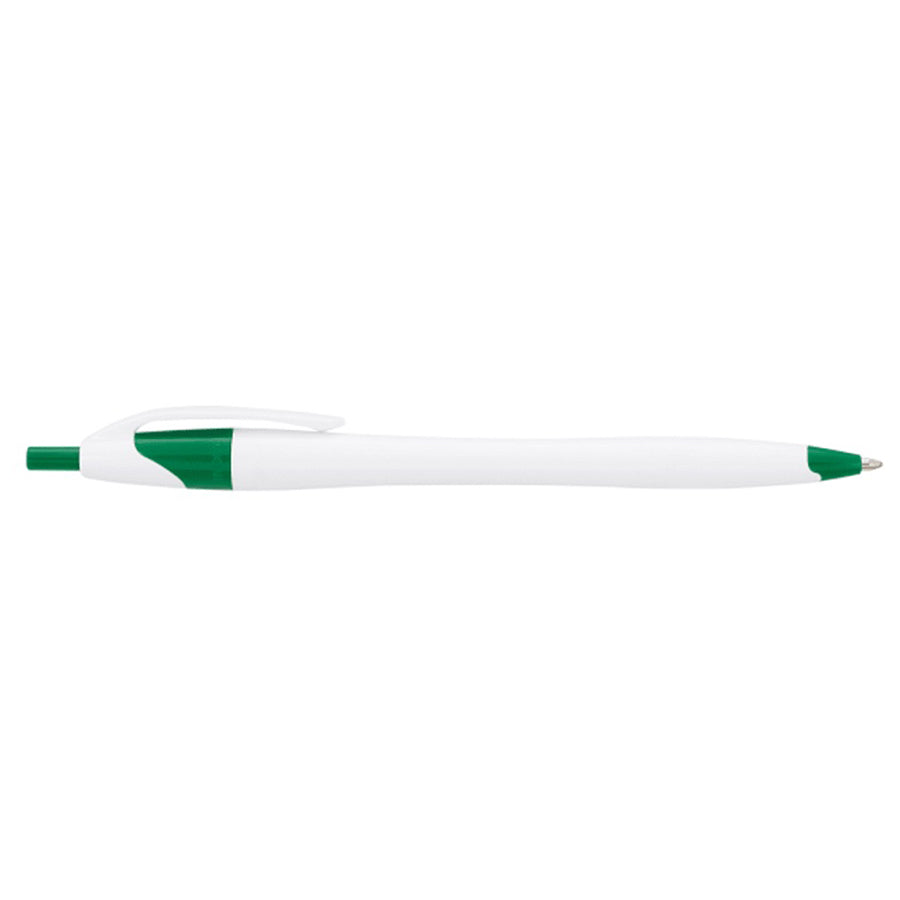 Bullet White w/Green Trim Cougar Retractable Ballpoint Pen