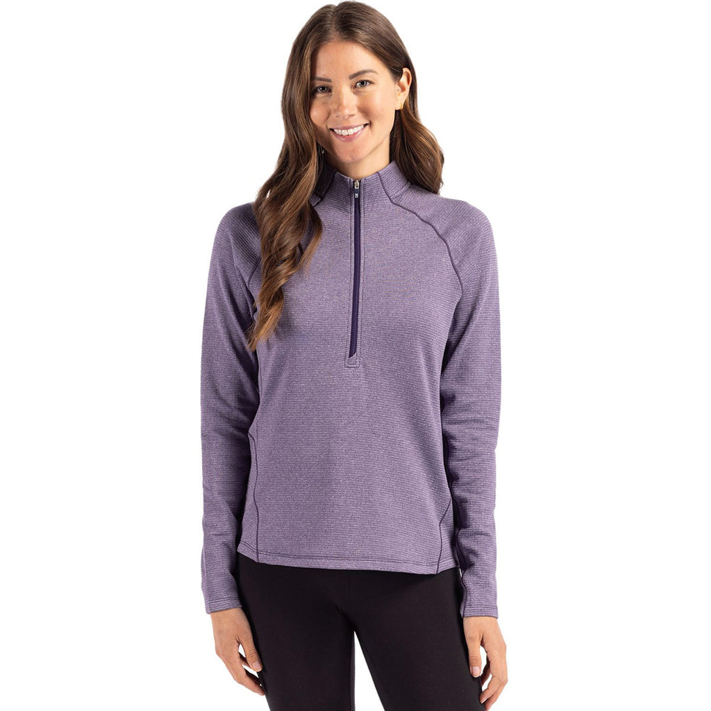 Cutter & Buck Women's College Purple Heather Peshastin Eco Recycled Half Zip Pullover