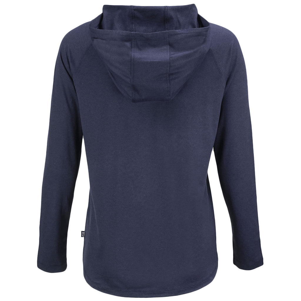 Cutter & Buck Women's Navy Blue Coastline Epic Comfort Eco Recycled Hooded Shirt