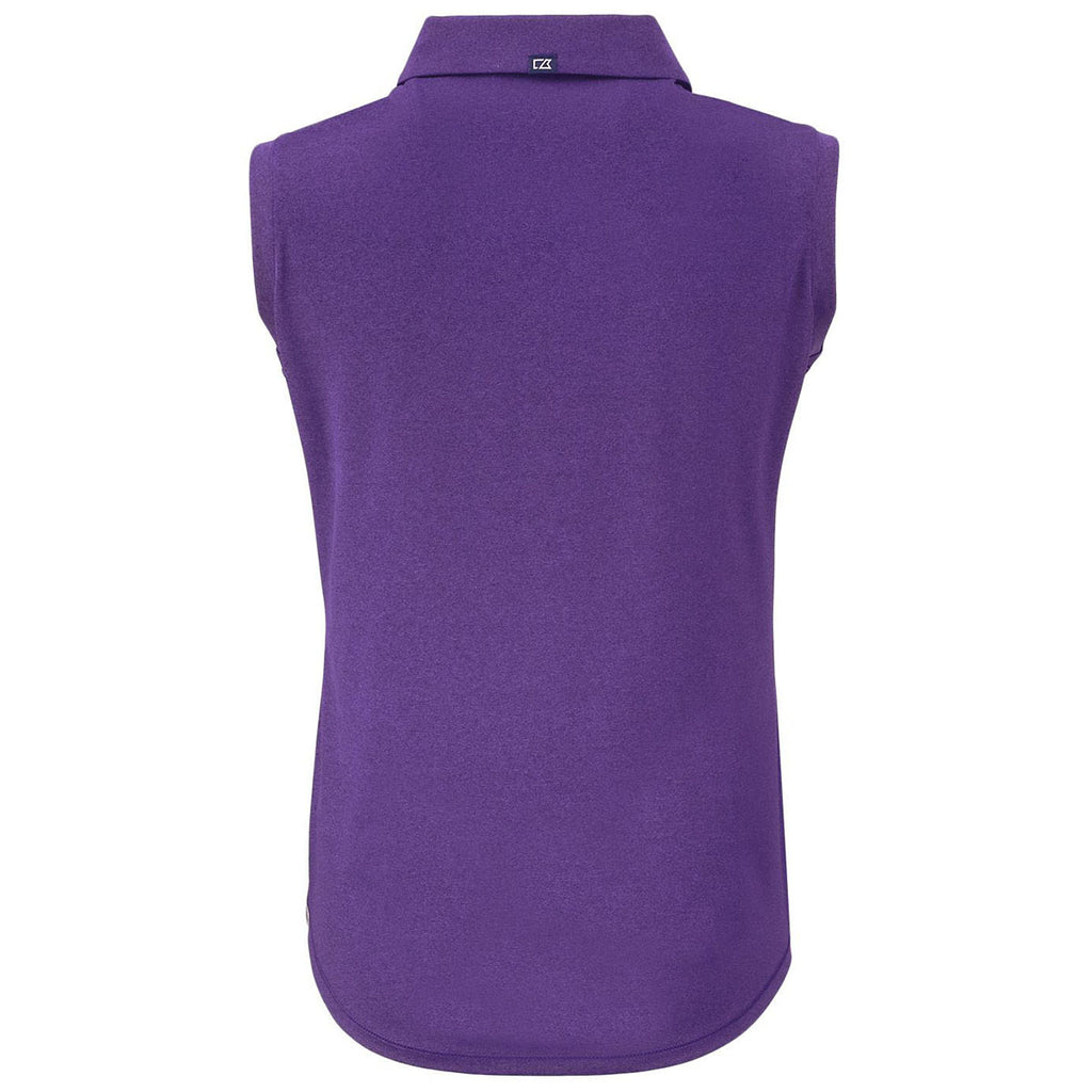 Cutter & Buck Women's Dark College Purple Heather Forge Eco Stretch Recycled Sleeveless Polo