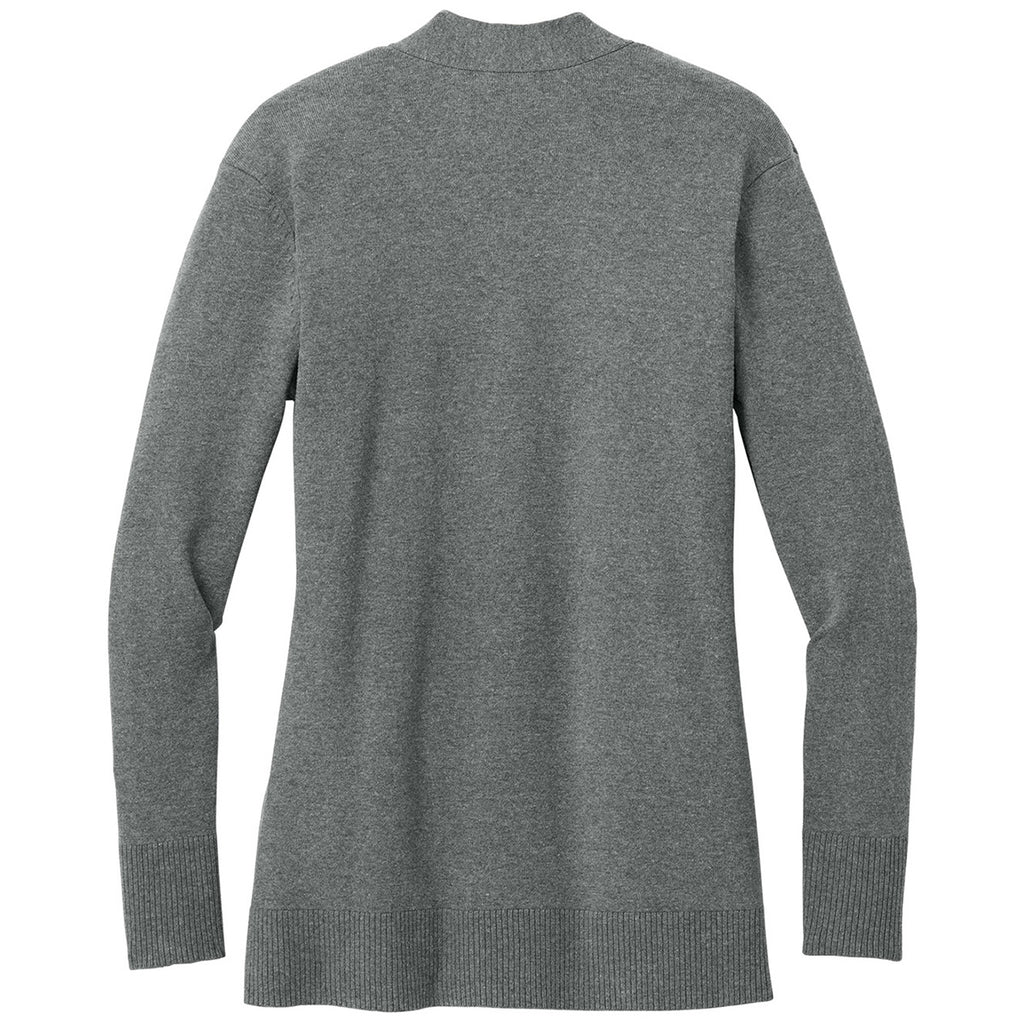 Port Authority Women's Medium Heather Grey Easy Care Open-Front Cardigan Sweater