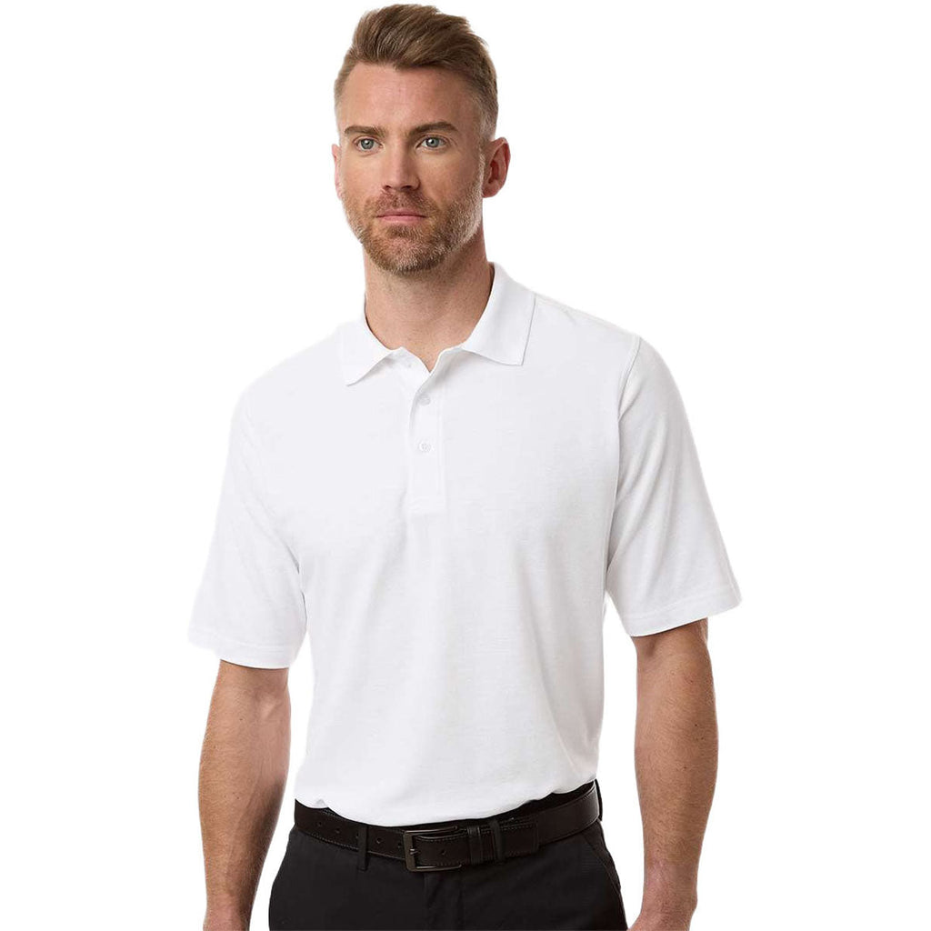 Harriton Men's White Maverick CVC Pique Polo