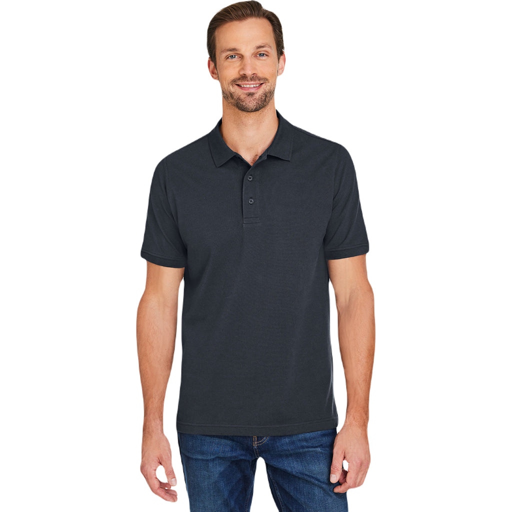 Harriton Men's Dark Charcoal Valiant Cotton Snag Protect Polo