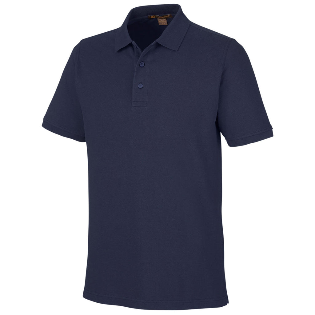 Harriton Men's Dark Navy Valiant Cotton Snag Protect Polo