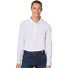 Harriton Men's White Charge Snag and Soil Protect Long Sleeve Polo