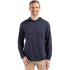 Cutter & Buck Men's Navy Blue Coastline Epic Comfort Eco Recycled Hooded Shirt