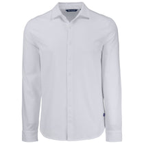 Cutter & Buck Men's White Advantage Tri-Blend Eco Soft Pique Long Sleeve Knitted Button Down