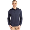 Cutter & Buck Men's Navy Blue Coastline Epic Comfort Recycled Long Sleeve Polo