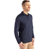 Cutter & Buck Men's Navy Blue Coastline Epic Comfort Recycled Long Sleeve Polo