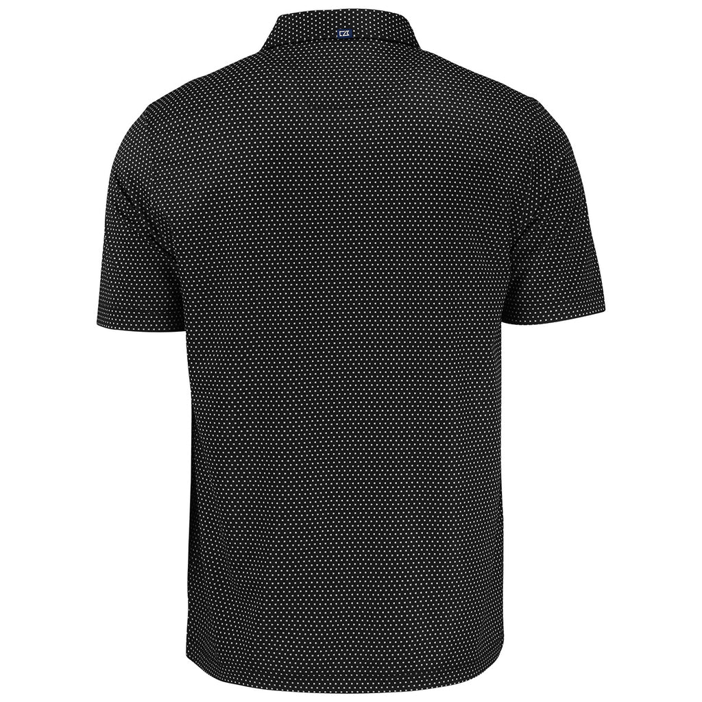 Cutter & Buck Men's Black Pike Eco Shadow Check Print Recycled Polo