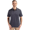 Cutter & Buck Men's Navy Blue/White Forge Eco Fine Line Stripe Stretch Recycled Polo