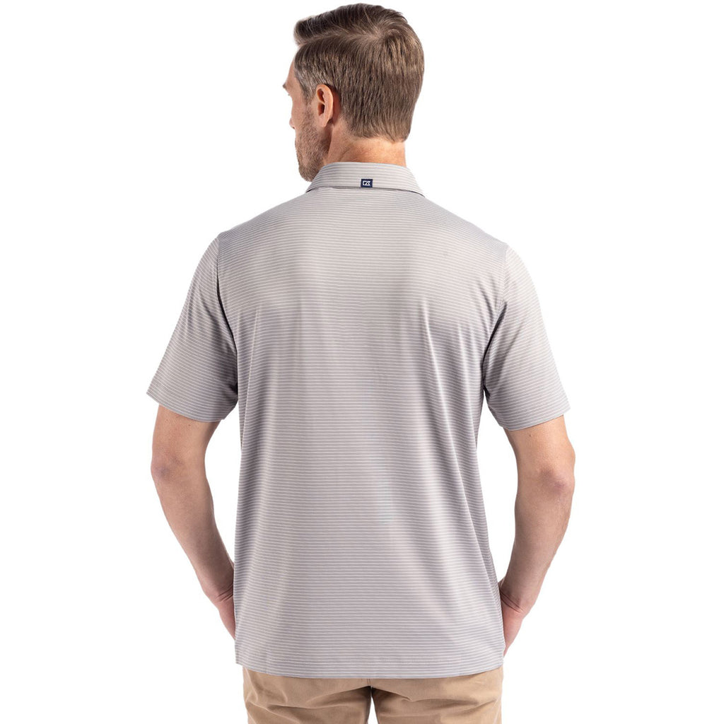 Cutter & Buck Men's Polished/White Forge Eco Fine Line Stripe Stretch Recycled Polo