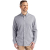 Cutter & Buck Men's Black/White Skyline Epic Confidence Recycled Gingham Long Sleeve Dress Shirt