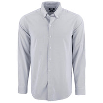 Cutter & Buck Men's Elemental Grey/White Skyline Epic Confidence Recycled Pinstripe Long Sleeve Dress Shirt