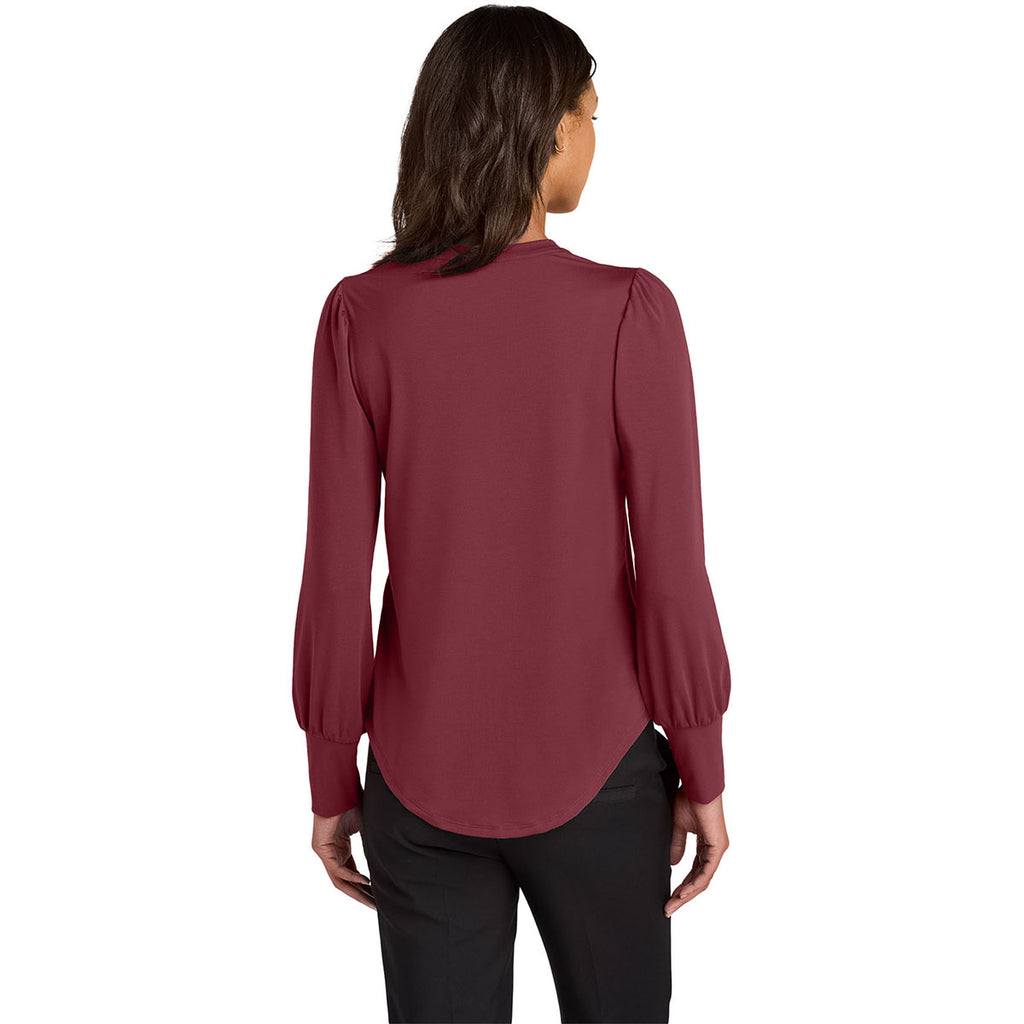Mercer+Mettle Women's Rosewood Stretch Jersey Long Sleeve Blouson Top