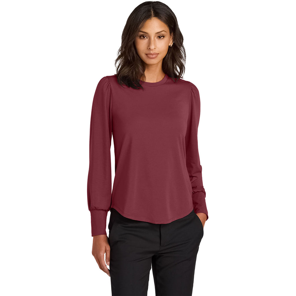 Mercer+Mettle Women's Rosewood Stretch Jersey Long Sleeve Blouson Top