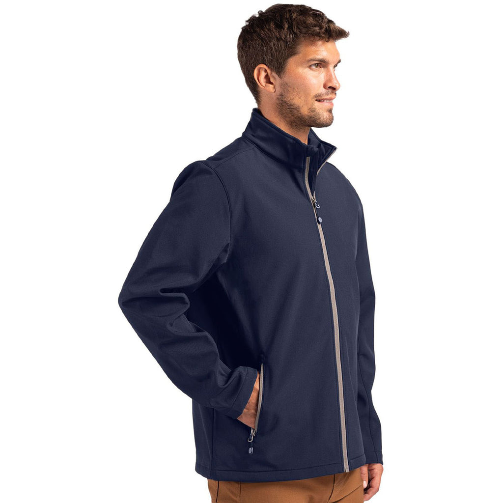 Clique Men's Dark Navy/Pure Slate Tempo Stretch Full Zip Softshell Jacket
