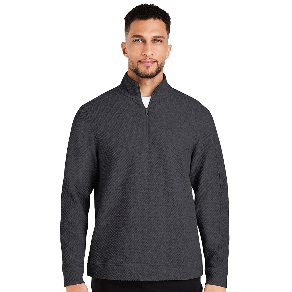 North End Men's Black Heather Spirit Textured Quarter-Zip Pullover