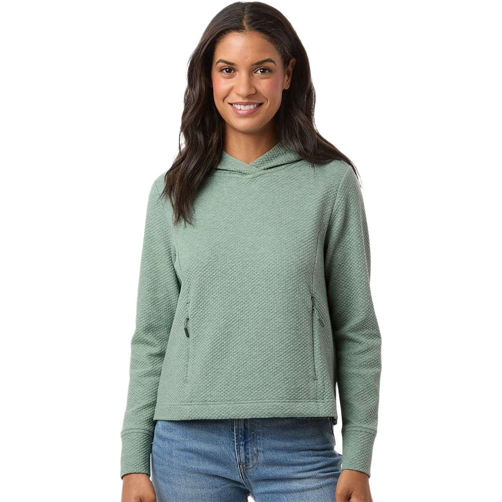 North End Women's Sage Green Heather Spirit Textured Hooded Pullover