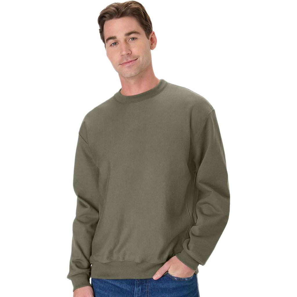 Hanes Unisex Fatigue Green Beefy Sweats Premium Heavyweight Crewneck Sweatshirt