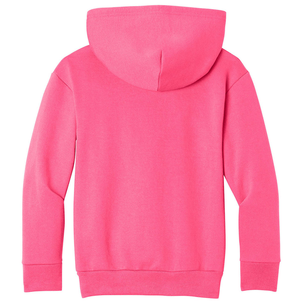 Port & Co. Youth Neon Pink Easy Fleece Pullover Hooded Sweatshirt