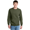 Port & Company Unisex Olive Drab Green Core Fleece Crewneck Pocket Sweatshirt