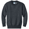 Port & Company Youth Dark Heather Grey Core Fleece Crewneck Pocket Sweatshirt