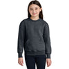 Port & Company Youth Dark Heather Grey Core Fleece Crewneck Pocket Sweatshirt