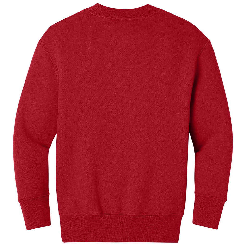 Port & Company Youth Red Core Fleece Crewneck Pocket Sweatshirt