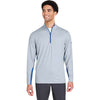 Puma Golf Men's Lake Blue/Bright White Mesa Stripe Quarter-Zip