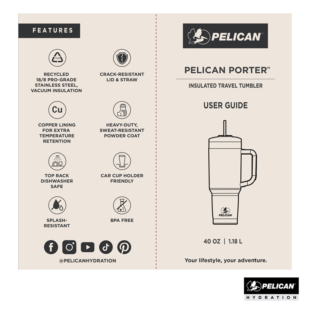 Pelican Porter Cream 40 oz. Double Wall Stainless Steel Travel Tumbler - Glow Collection