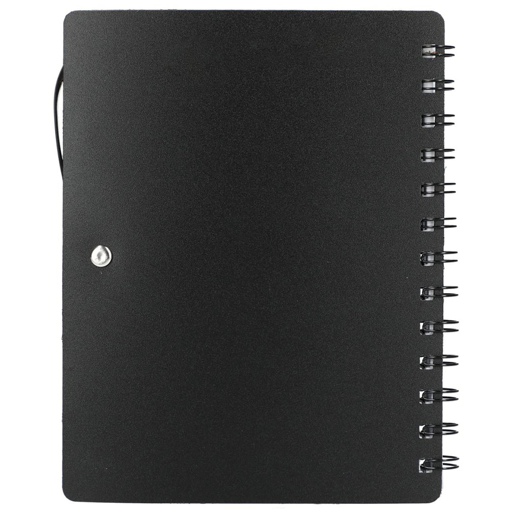 Bullet Black Recycled Dual Pocket Spiral Notebook W/ Pen