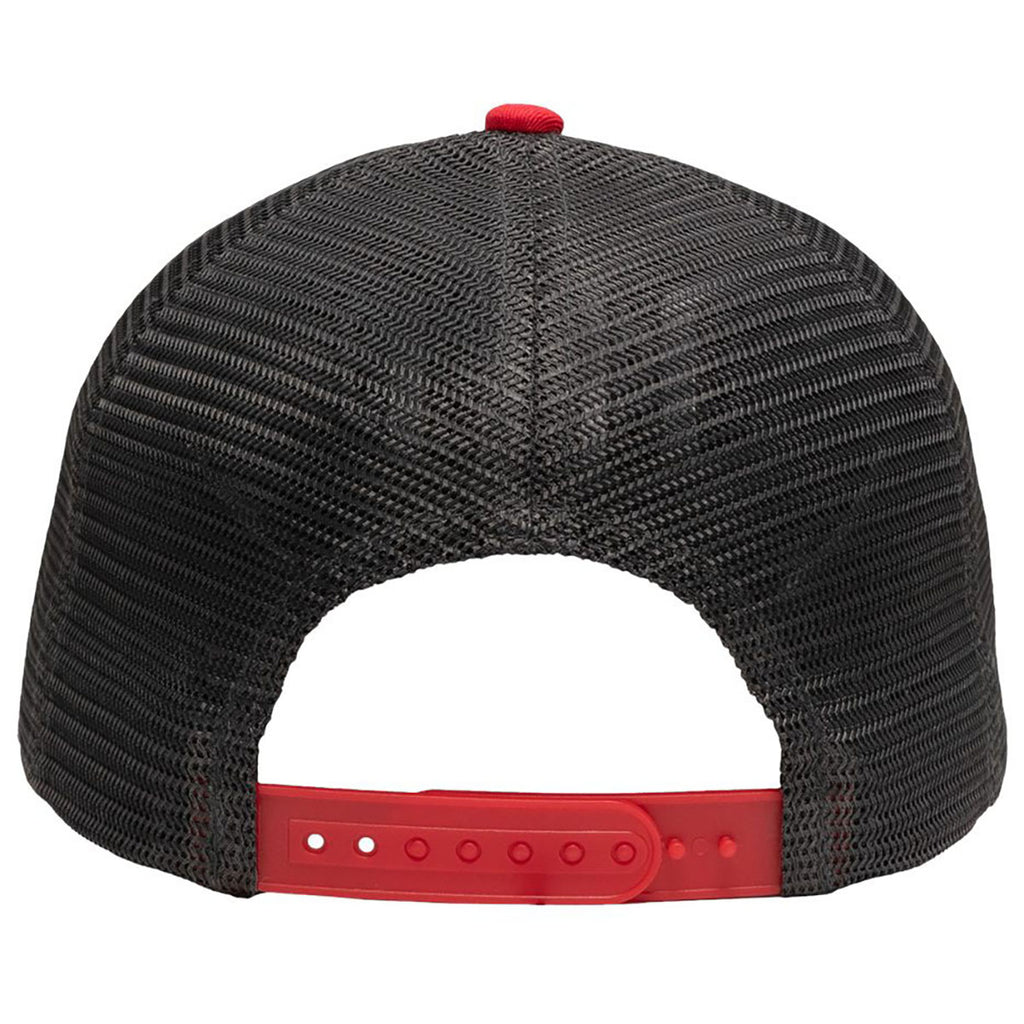 Sportsman Heather Grey/Charcoal/Red Lo-Pro Mesh Back Trucker Fit Cap
