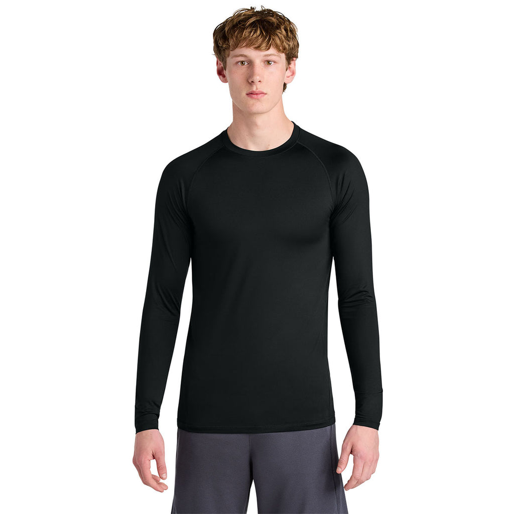 Sport-Tek Men's Black PosiCharge Compression Long Sleeve Tee