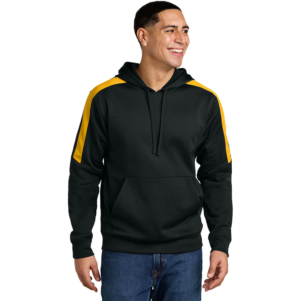 Sport-Tek Men's Black/ Gold Sport-Wick Fleece United Pullover Hoodie