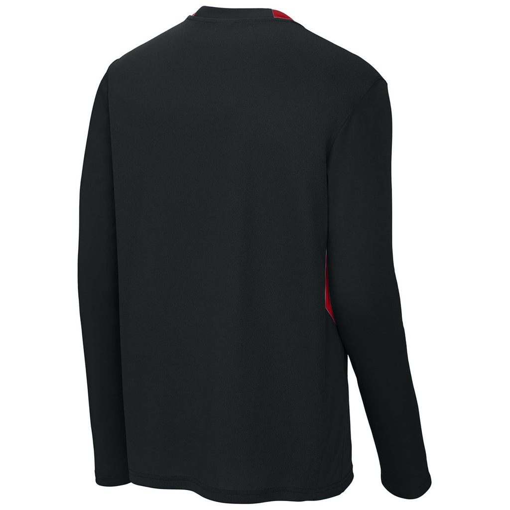Sport-Tek Men's Black/Deep Red Club 1/4-Zip Pullover