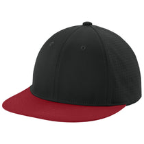 Sport-Tek Black/Deep Red/Black Pro-Cut Stretch-Tek Cap