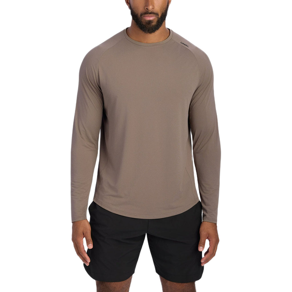 UNRL Men's Taupe Streamline Performance Long Sleeve