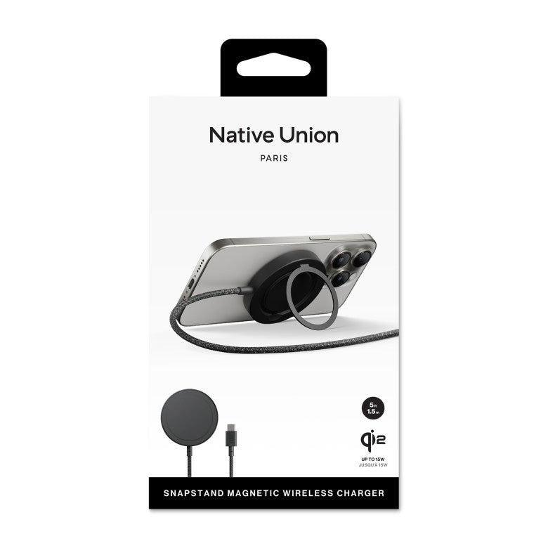 Native Union Black Snapstand Qi2 Wireless Charger
