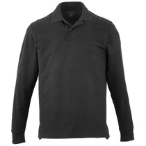 Elevate Men's Black Palo Long Sleeve 100% Cotton Pique Polo