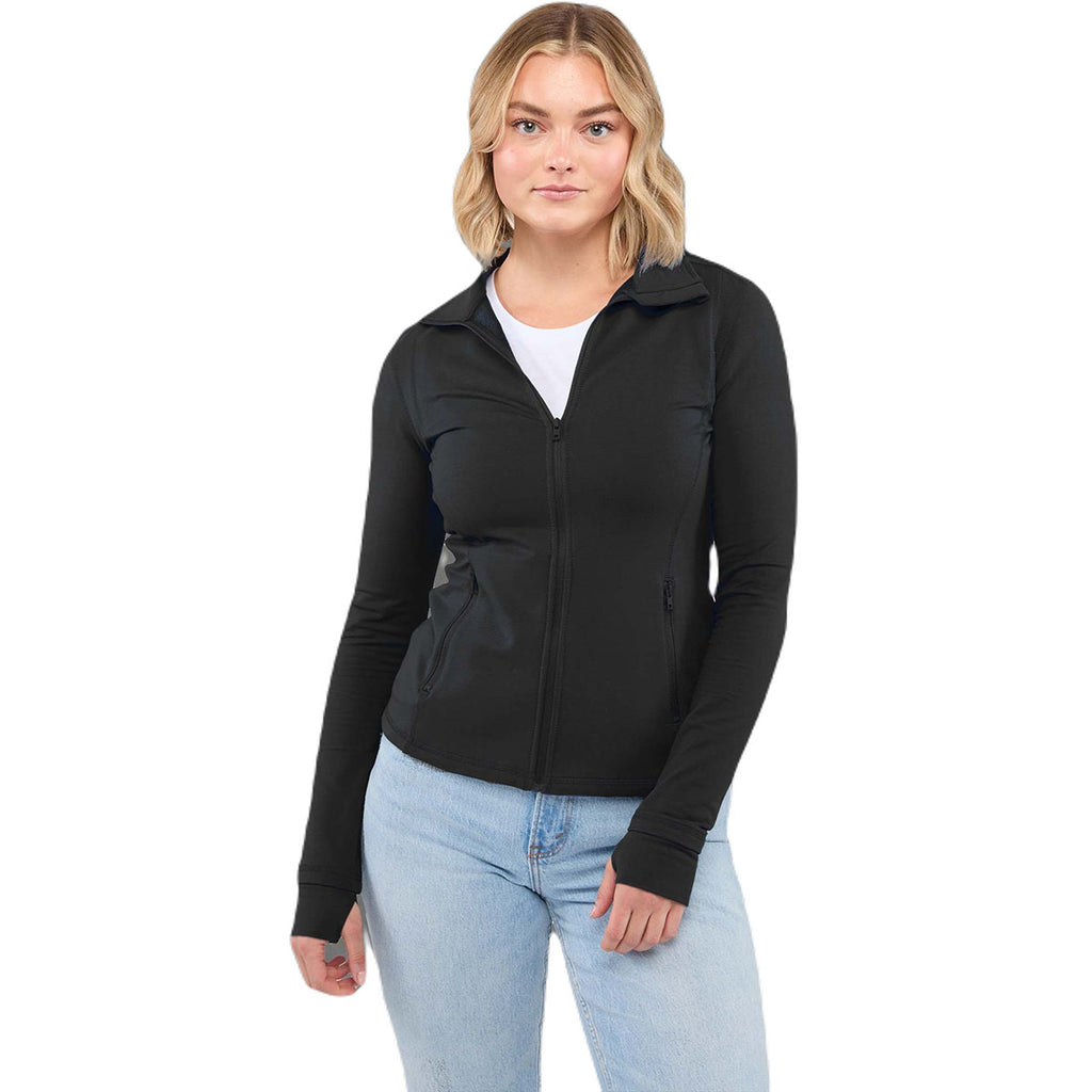 Elevate Women's Black Lyon Eco Stretch Knit Full Zip Jacket