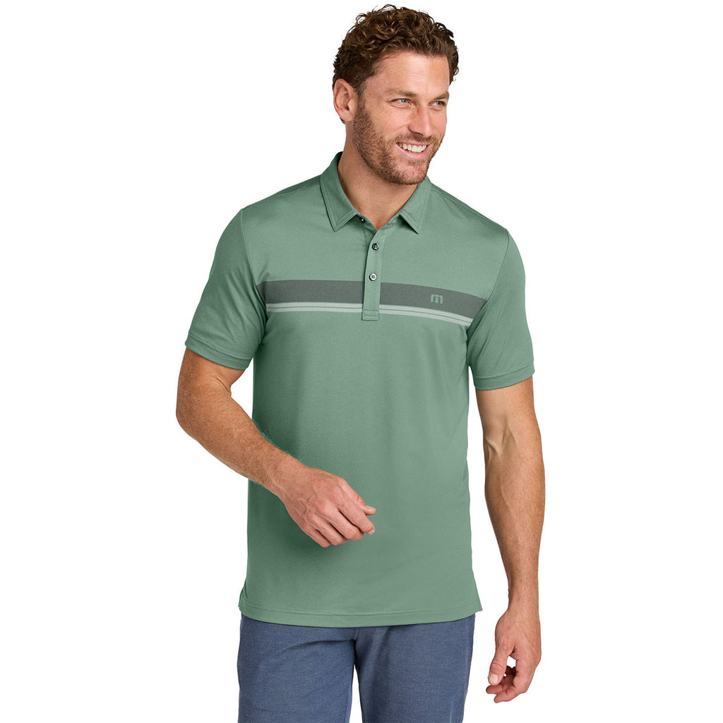 TravisMathew Men's Laurel Green Glenview Stripe Polo