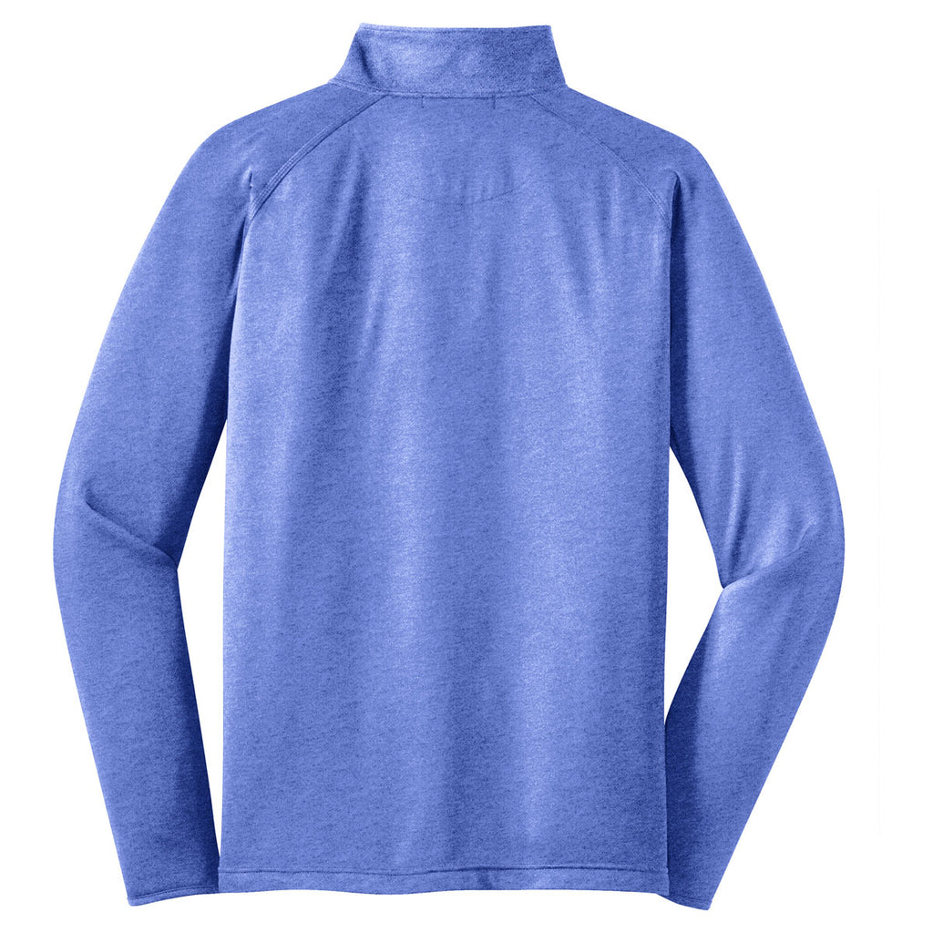 Sport-Tek Men's True Royal Heather Sport-Wick Stretch 1/4-Zip Pullover