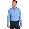Port Authority Men's Swiss Blue Long Sleeve Nailhead Easy Care Shirt