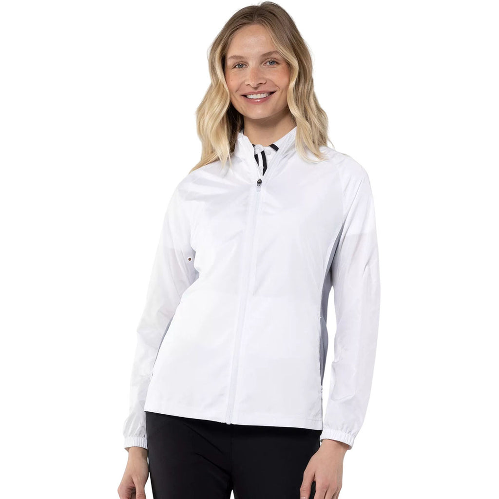 Levelwear Women's White/Pebble Band Windbreaker