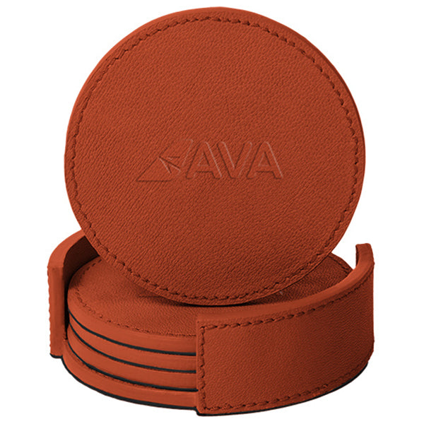 Pop Promos Custom Leather Coaster Set with Holder