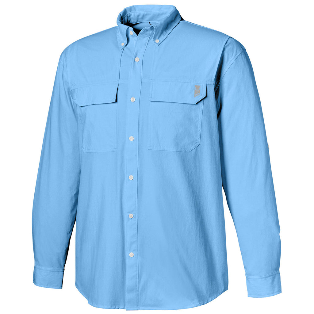 HUK Men's Marolina Blue Creekbed Long Sleeve Shirt